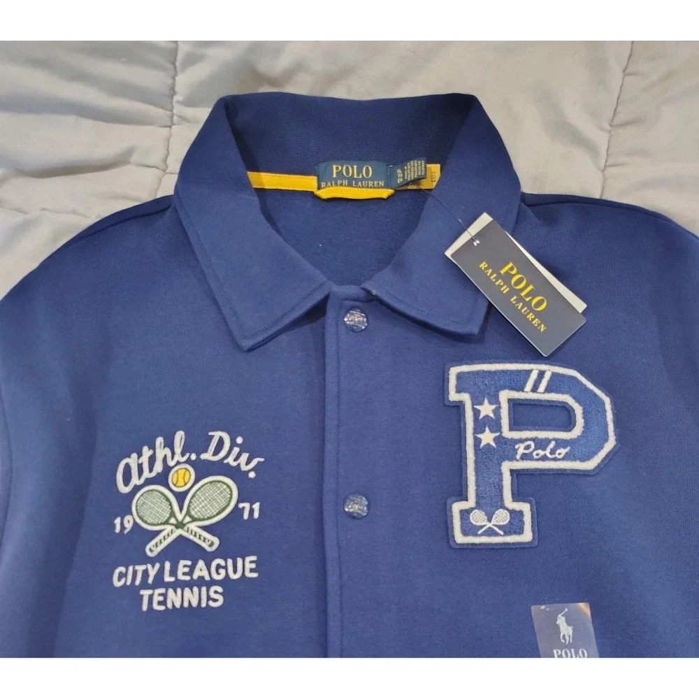 Polo Ralph Lauren Jacket Mens Large Varsity Tennis P Patch Bomber Letterman NWT